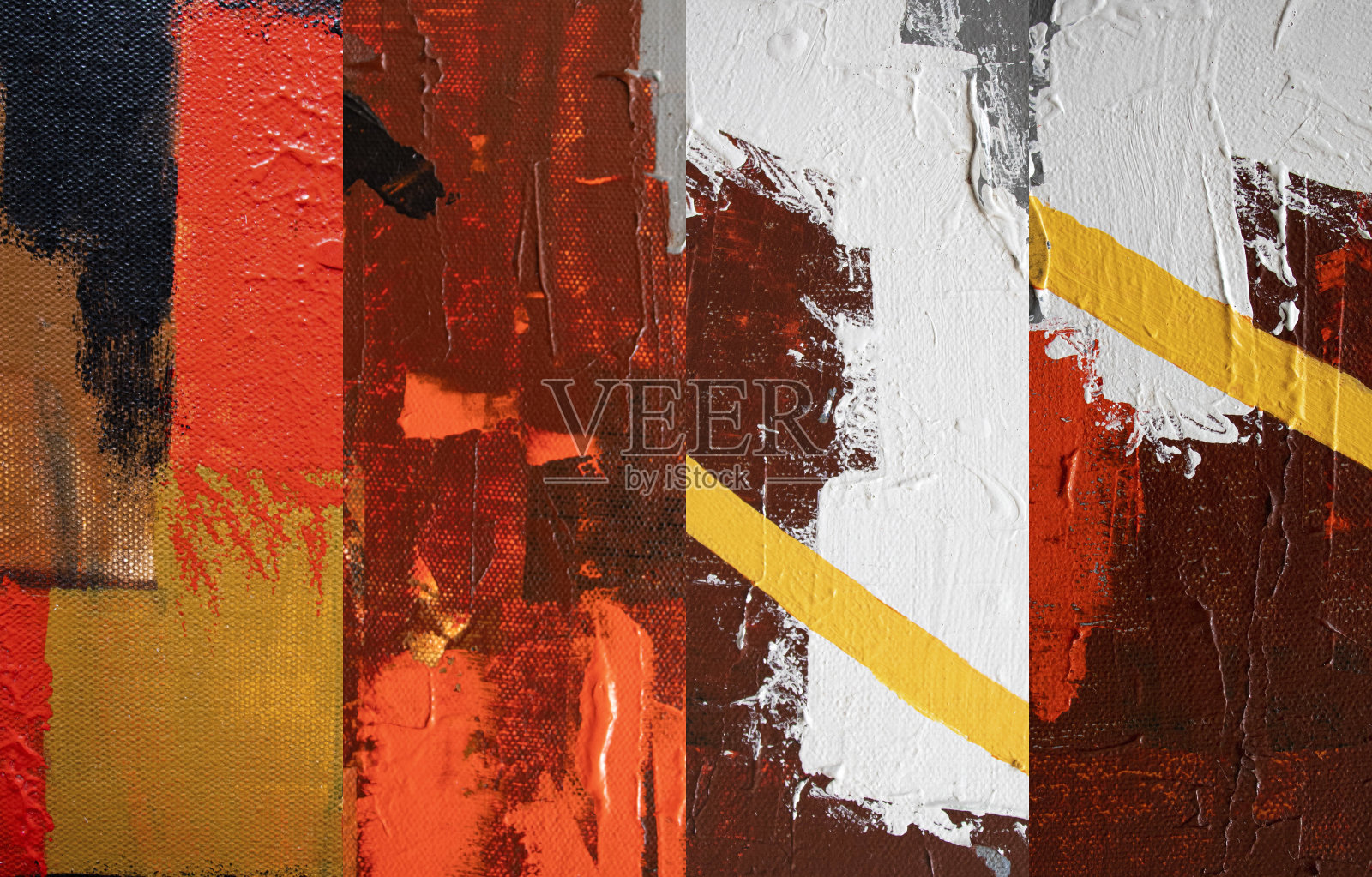 红色油画手绘的。抽象艺术背景。画布上的油画。颜色纹理。片段的艺术品。点的油漆。笔触的油漆。插画图片素材