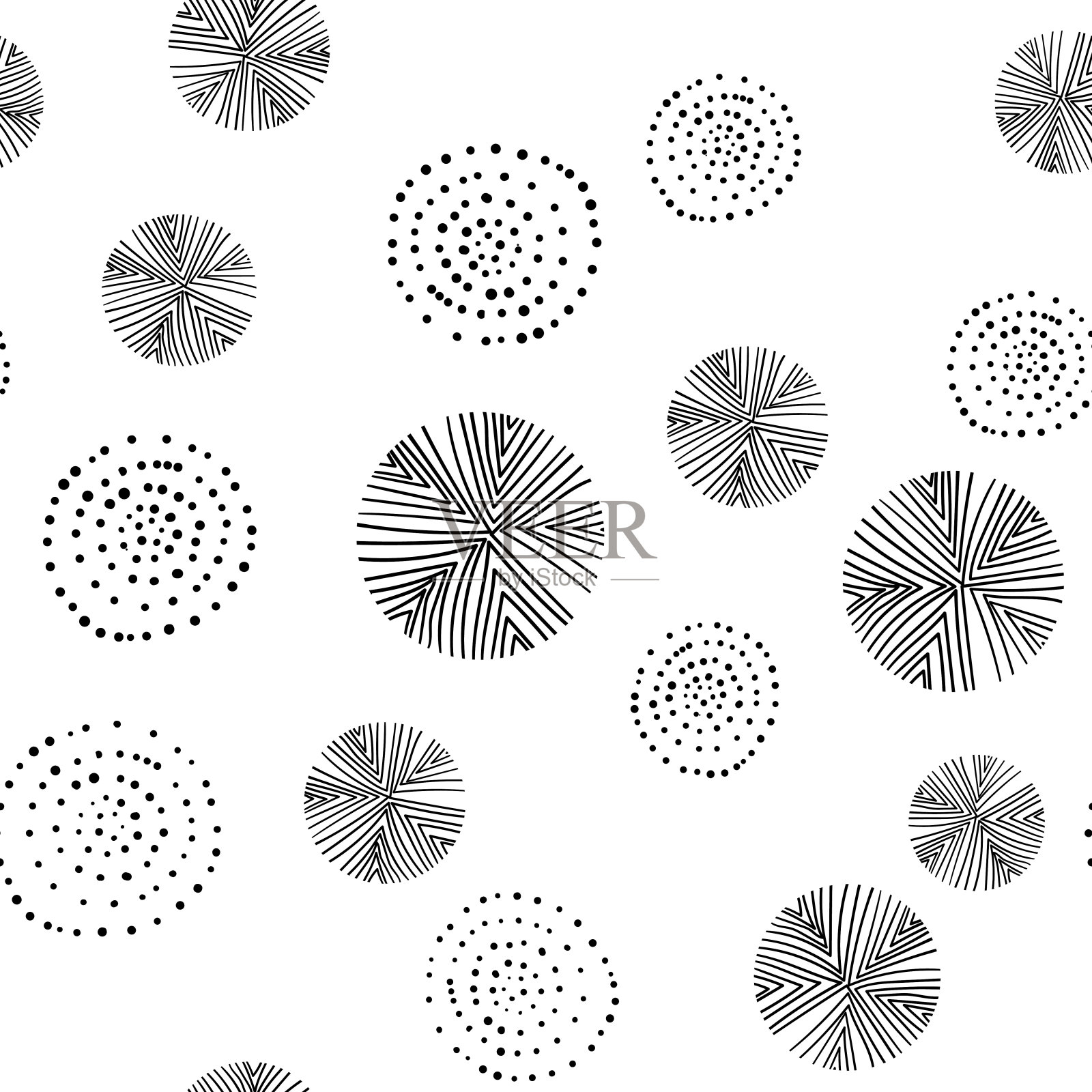 基于传统民间艺术花卉饰品的无缝图案。黑白花卉背景。北欧风格。瑞典北欧风格。矢量插图。简单的简约的模式插画图片素材