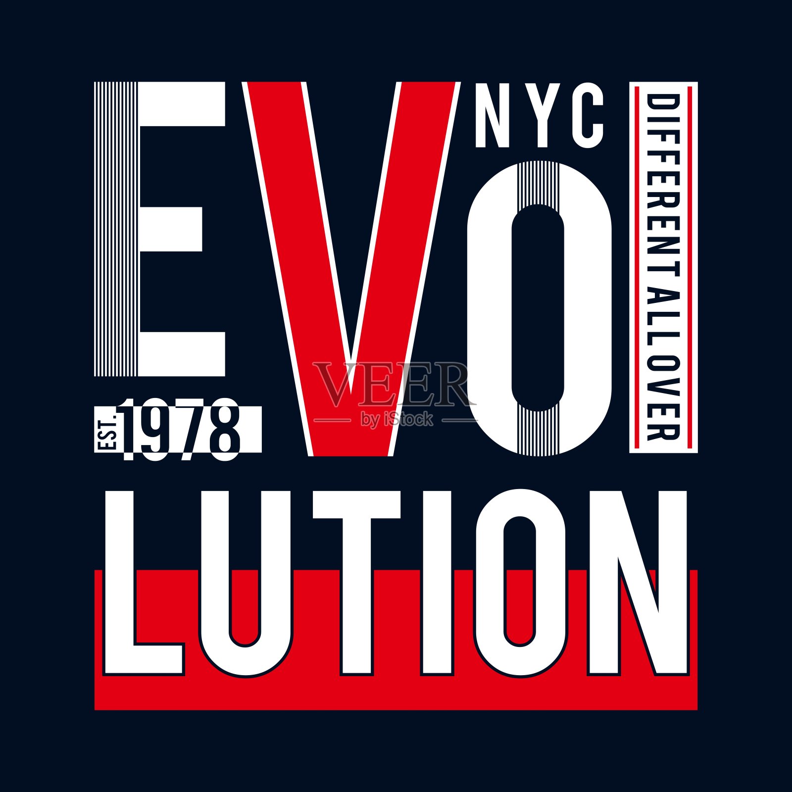 进化排版设计t恤，矢量艺术插图图形风格插画图片素材