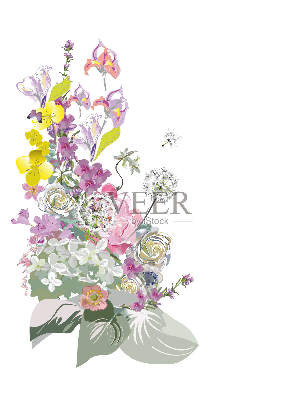 婚礼装饰、情人节、促销等活动的春夏花卉系列迎宾背景。插画图片素材