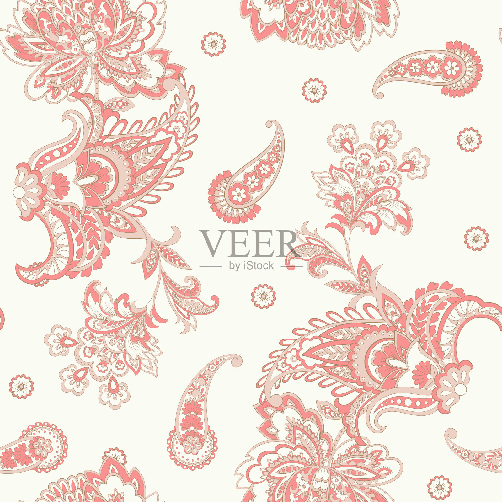 印度风格的无缝佩斯利图案。的矢量图插画图片素材