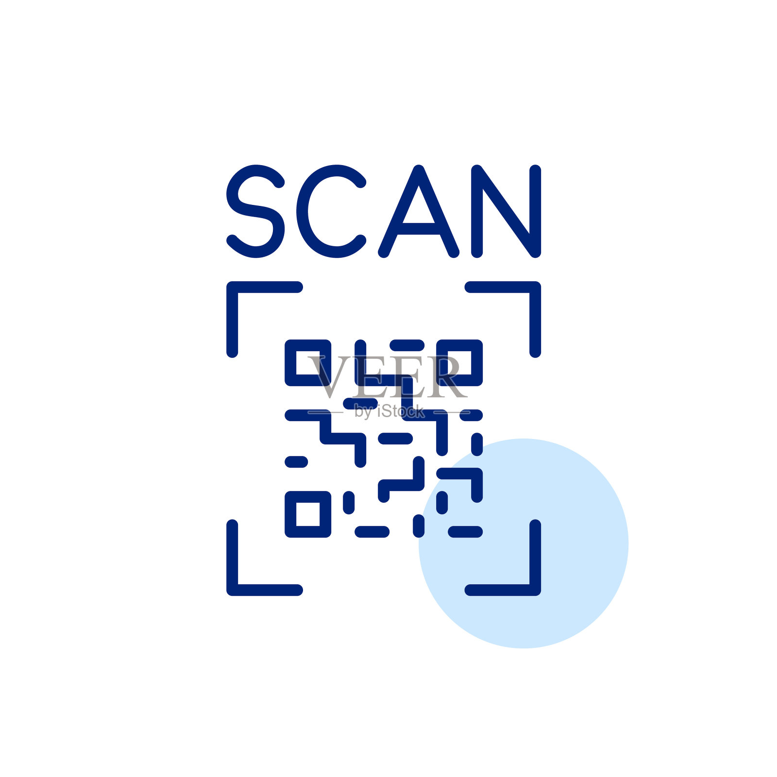 扫描二维码。像素完美，可编辑的笔画线艺术图标设计模板素材