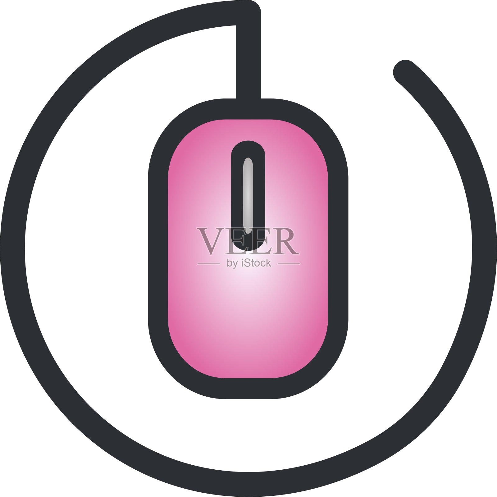 一个粉色的电脑鼠标的插图，一个手持的指向设备。向量,卡通,绘画。插画图片素材