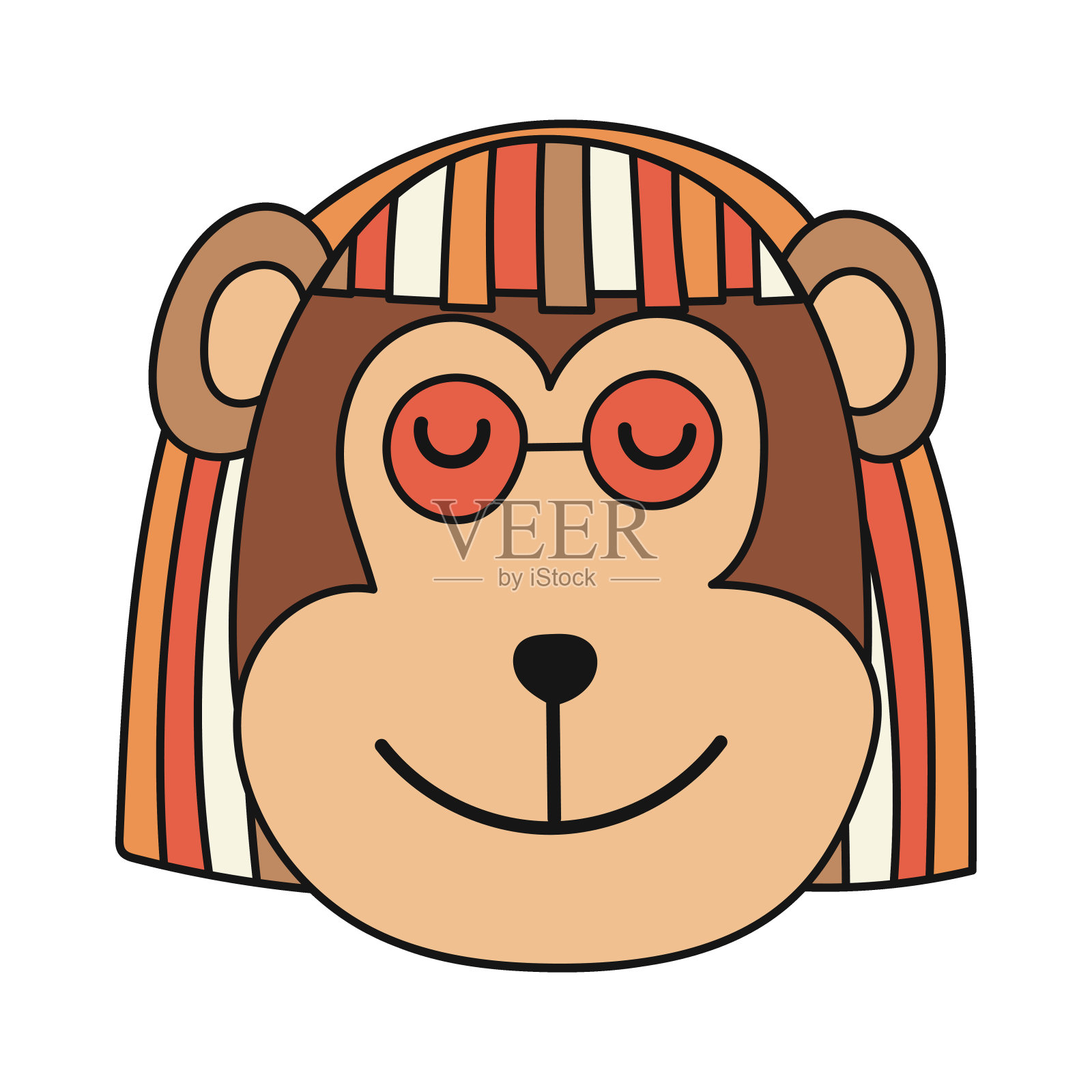 复古风格的猴头。矢量插图。插画图片素材