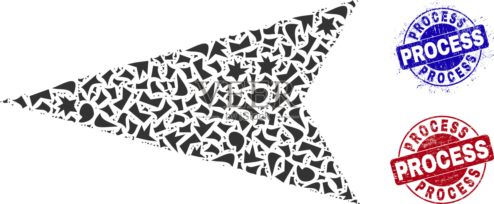 箭头留下马赛克的碎片与过程插画图片素材