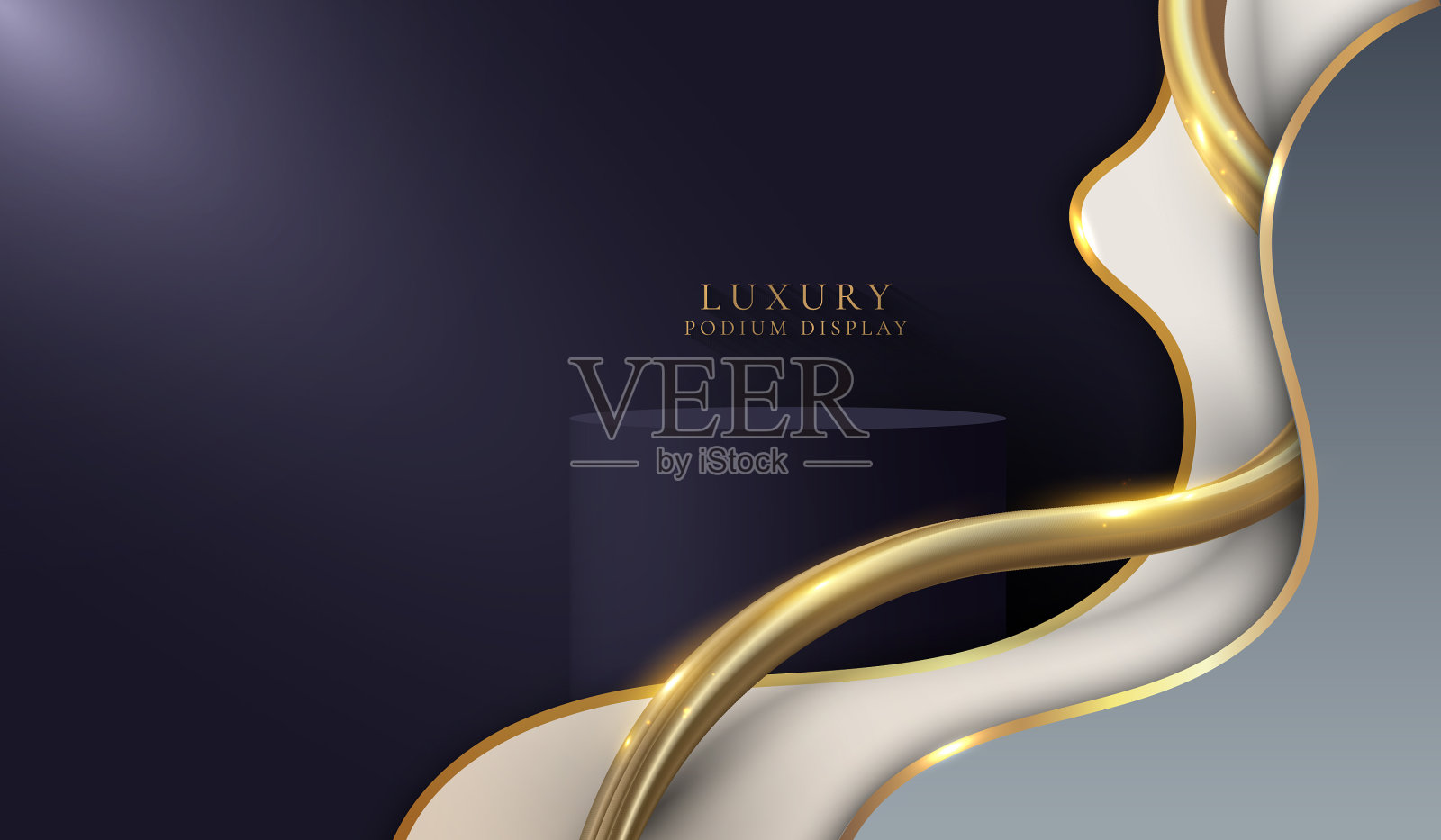 3d逼真豪华裙台平台展示与插画图片素材