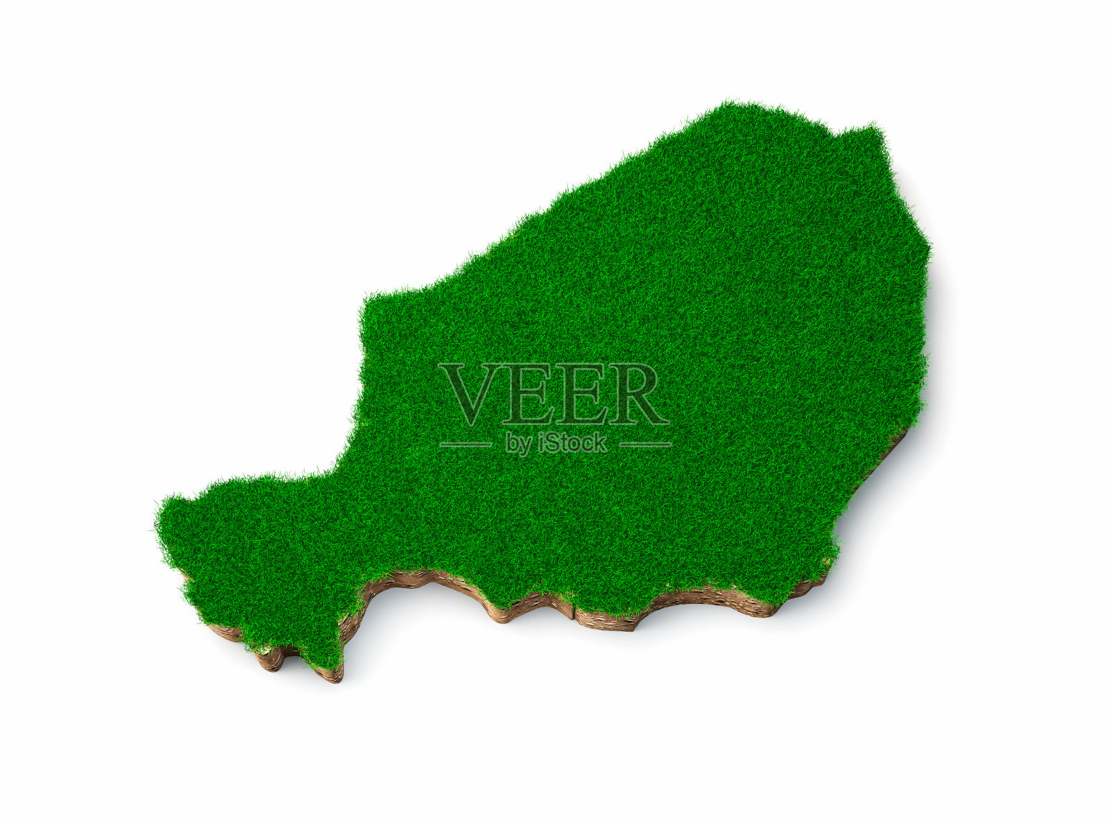 尼日尔地图土壤土地地质剖面图与绿色的草地和岩石地面纹理3d插图照片摄影图片