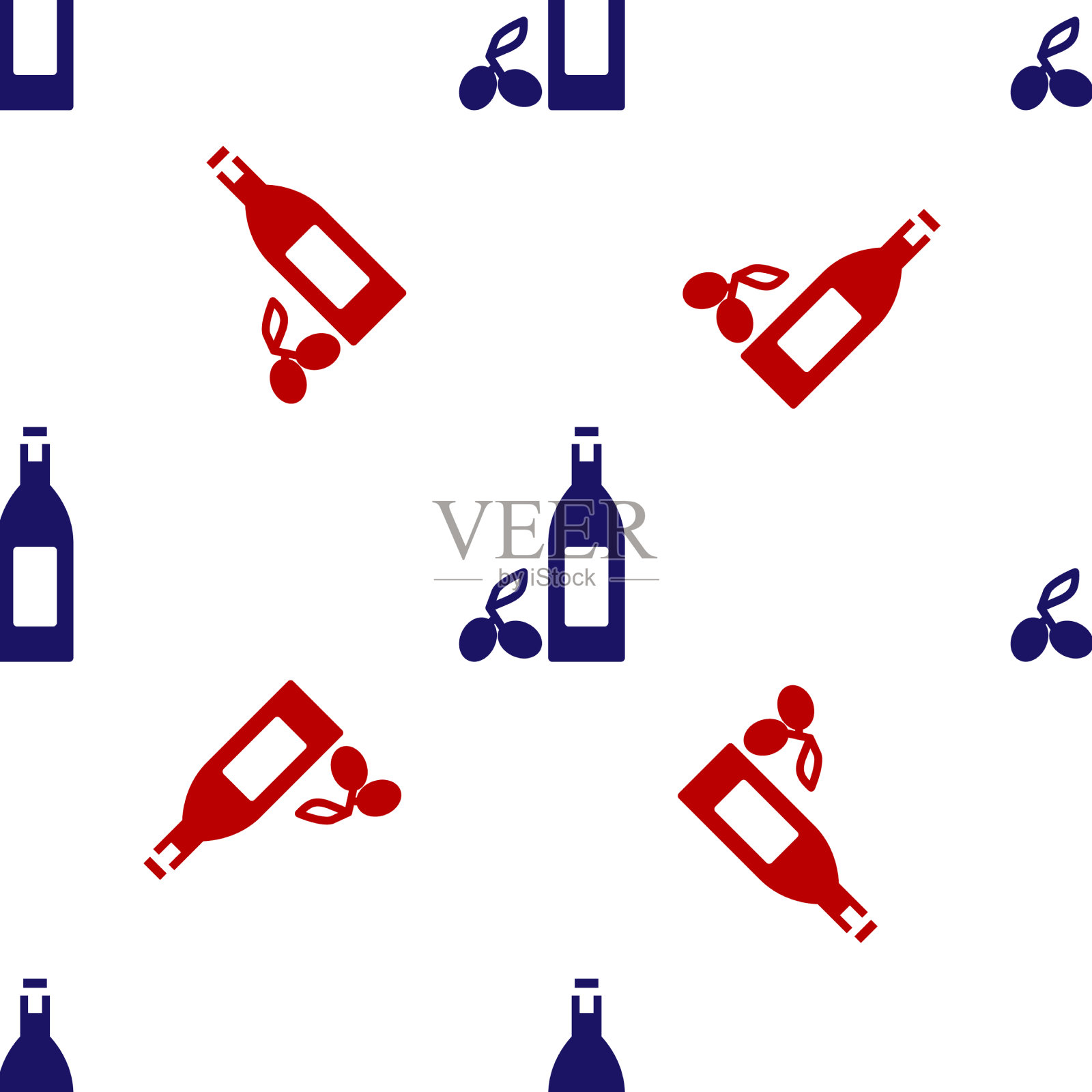 蓝色和红色的橄榄油图标瓶分离插画图片素材