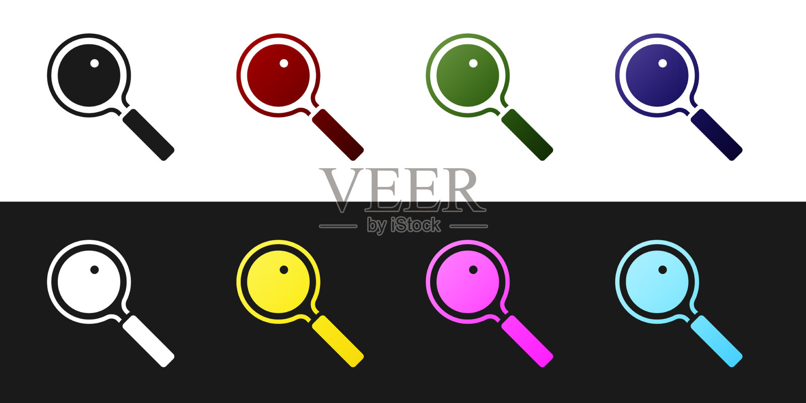 将放大镜图标隔离在黑色和图标素材