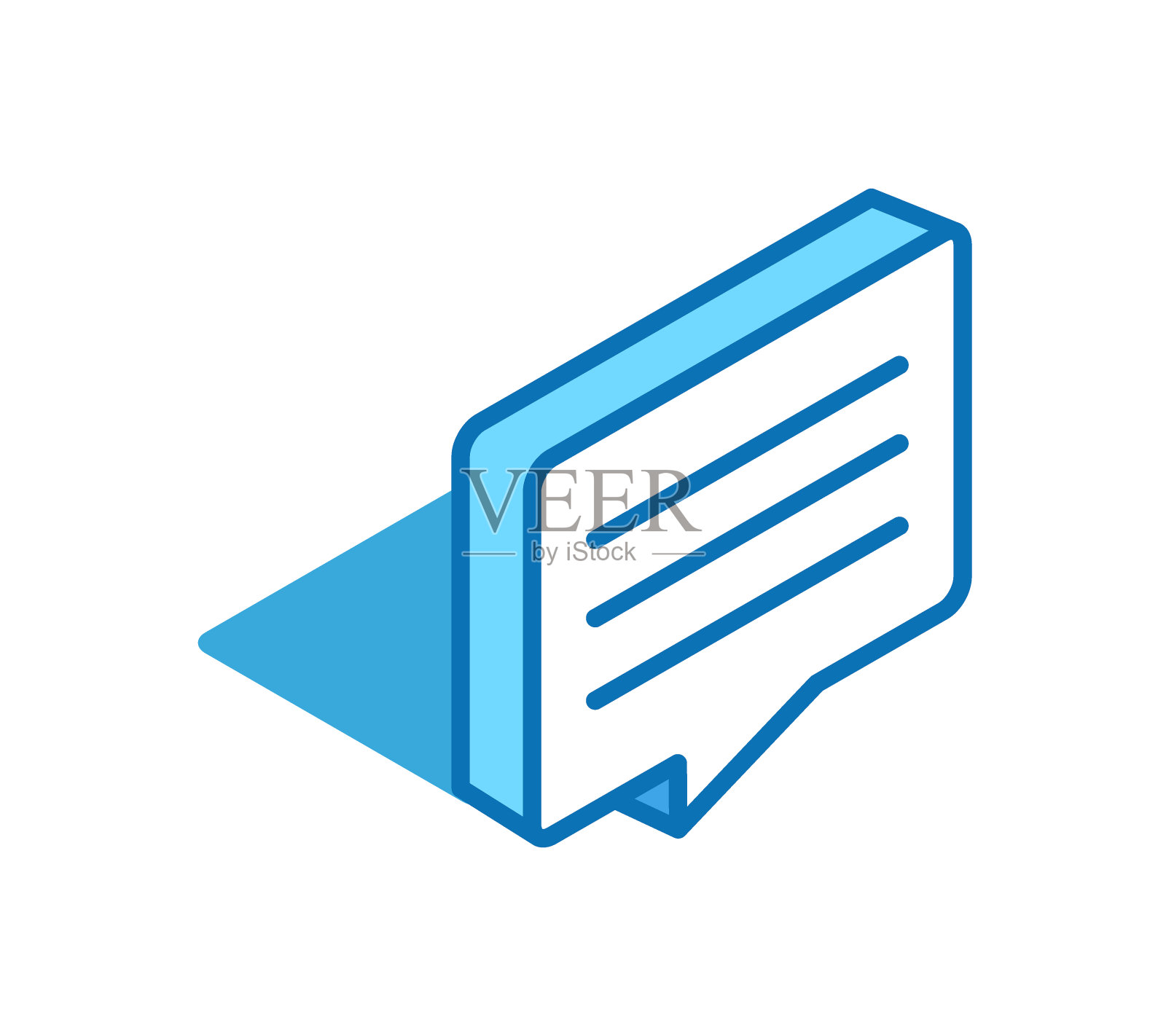 语音气泡等距图标。审阅、反馈、评论3D线条样式符号。插画图片素材