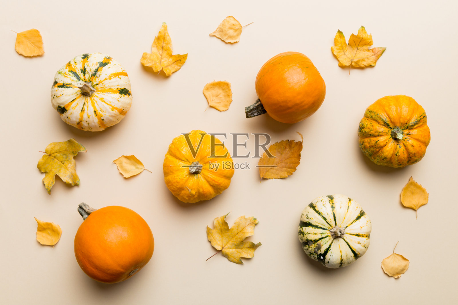 秋天的成分。由干叶子和其他设计配件制成的图案放在桌子上。平铺，俯视图照片摄影图片