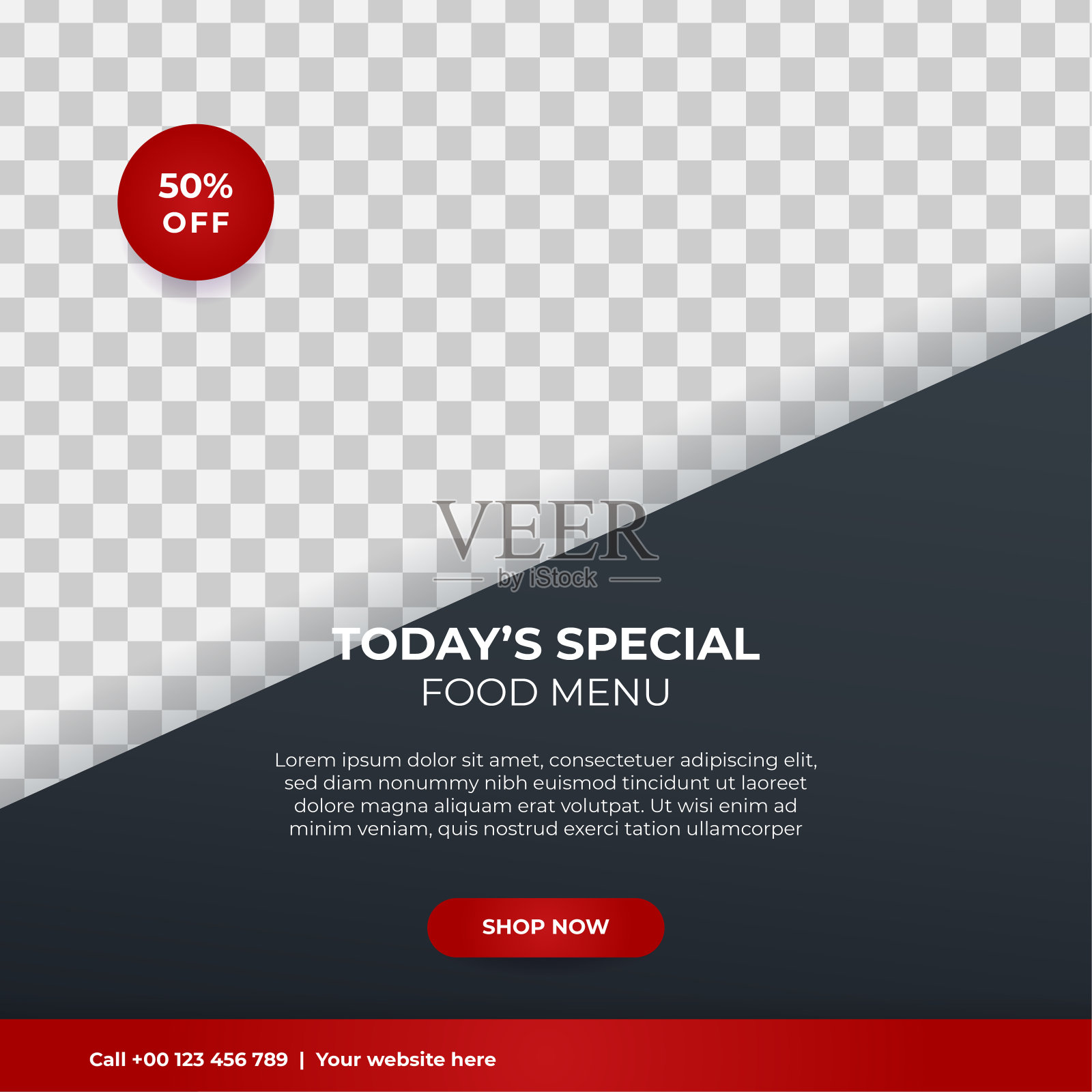 现代通用社交媒体发帖模板。网页横幅，传单或海报的广告提供销售促进营销。为旅游、商务、美食设计菜单、时尚、创意数码机构。设计模板素材