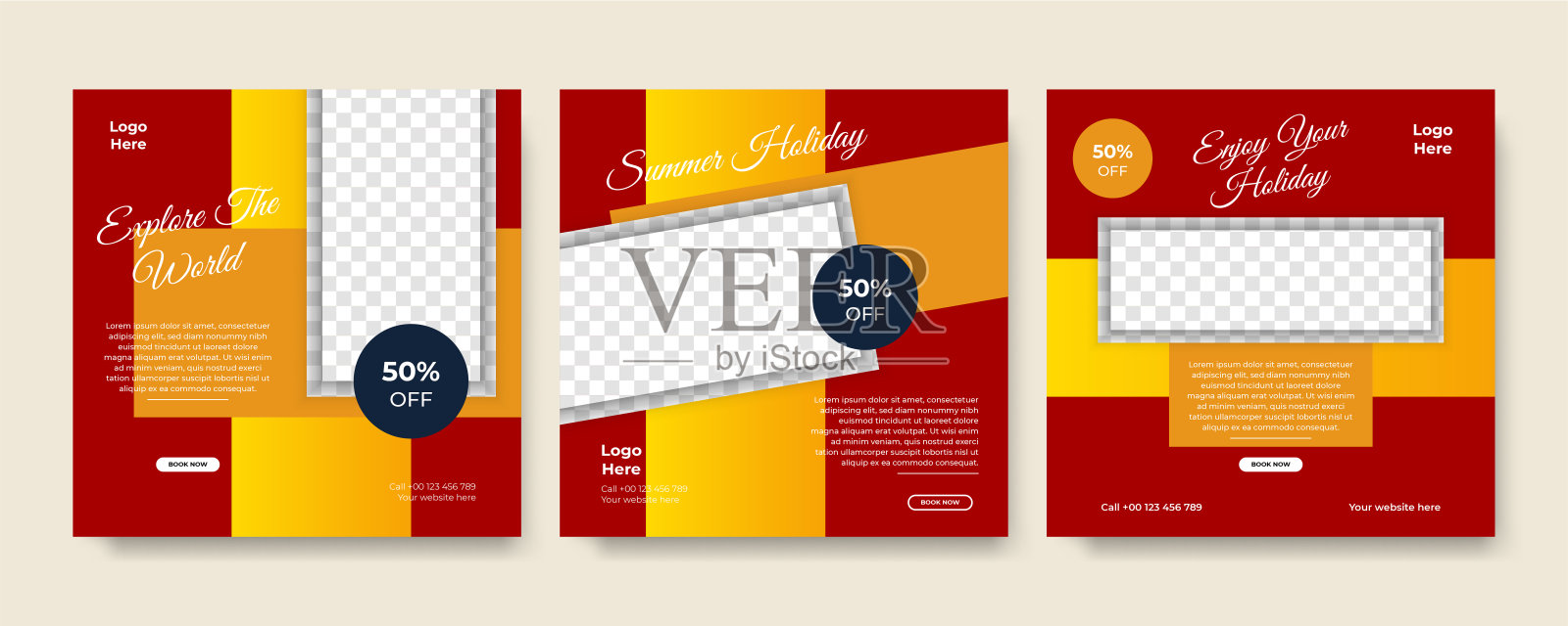 现代通用社交媒体发帖模板。网页横幅，传单或海报的广告提供销售促进营销。为旅游、商务、美食设计菜单、时尚、创意数码机构。设计模板素材