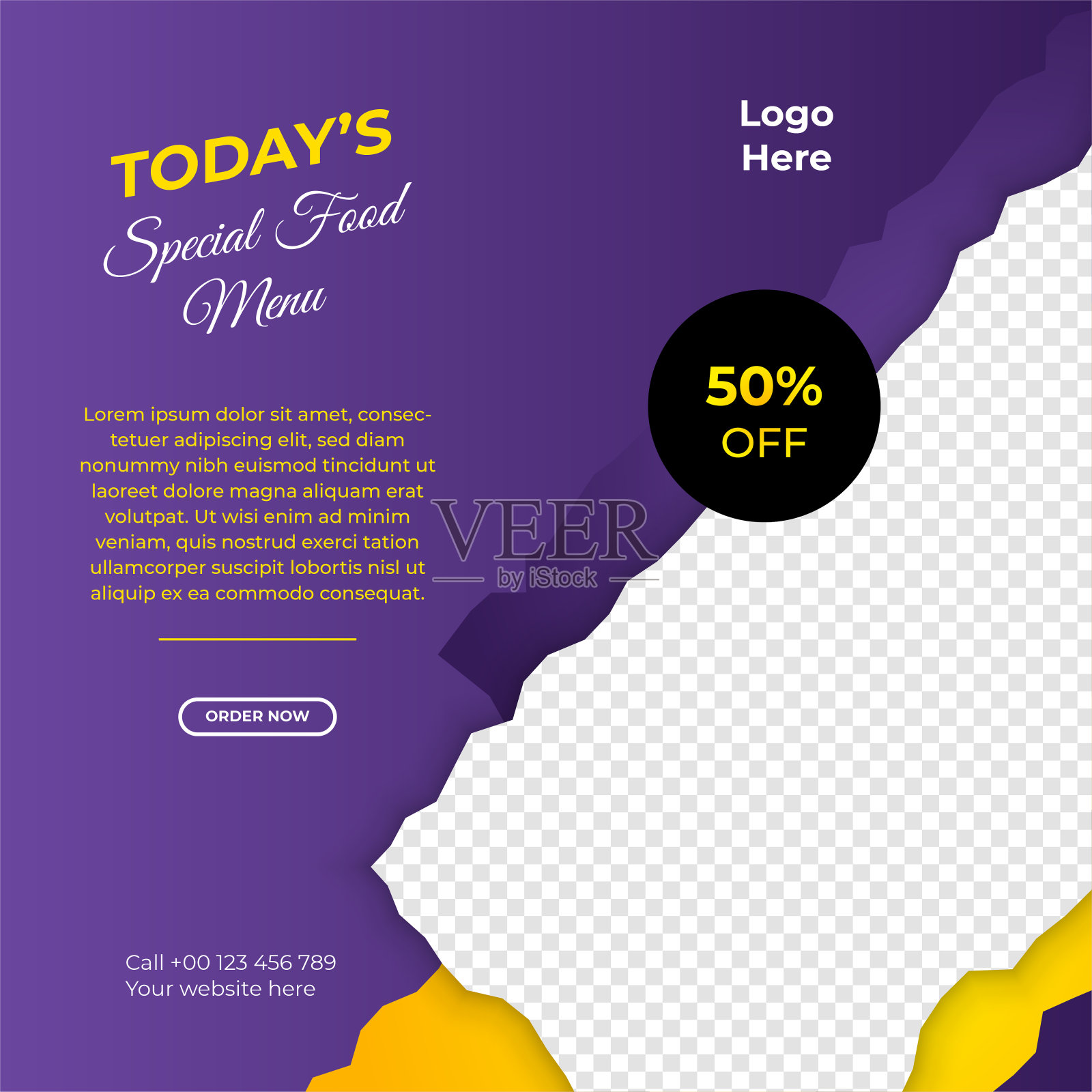 现代通用社交媒体发帖模板。网页横幅，传单或海报的广告提供销售促进营销。为旅游、商务、美食设计菜单、时尚、创意数码机构。设计模板素材