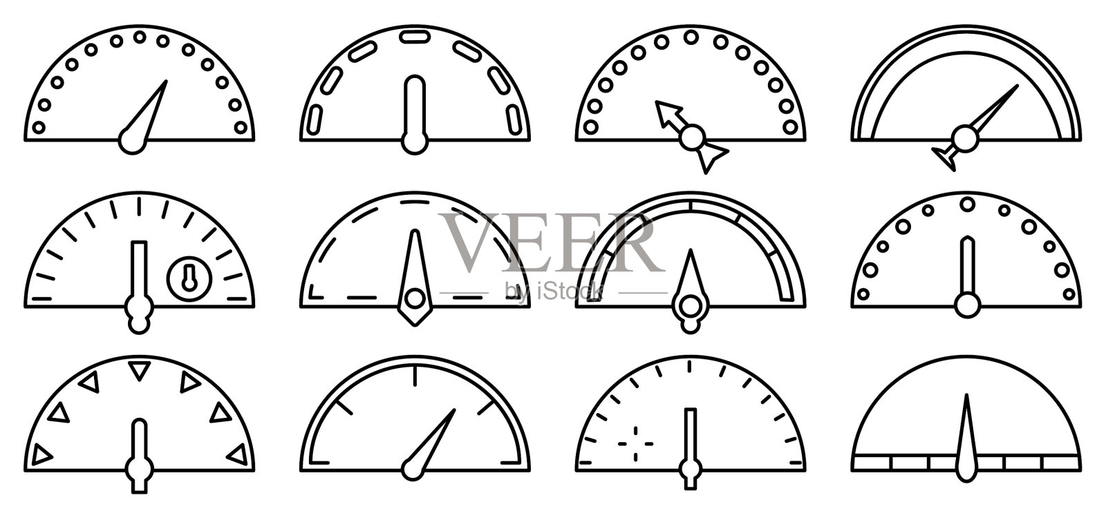 速度计和指示线轮廓图标设置图标素材
