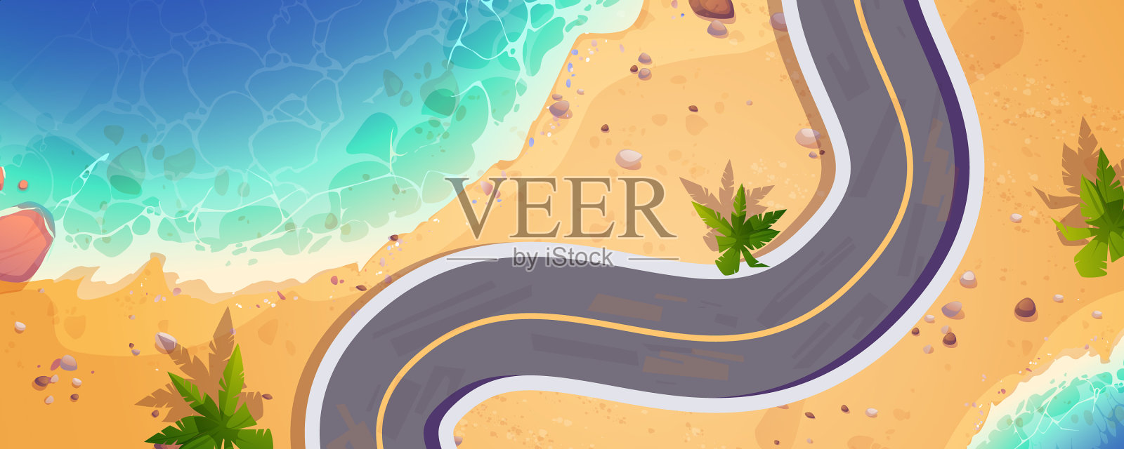 海峡曲径俯瞰插画图片素材