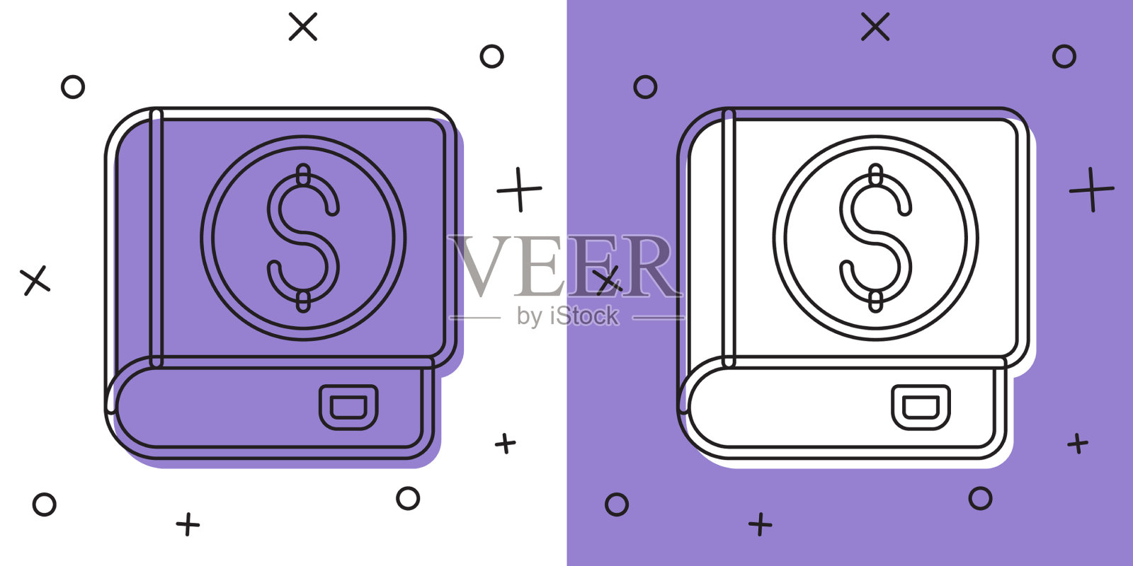 设置财务书图标孤立在白色和插画图片素材