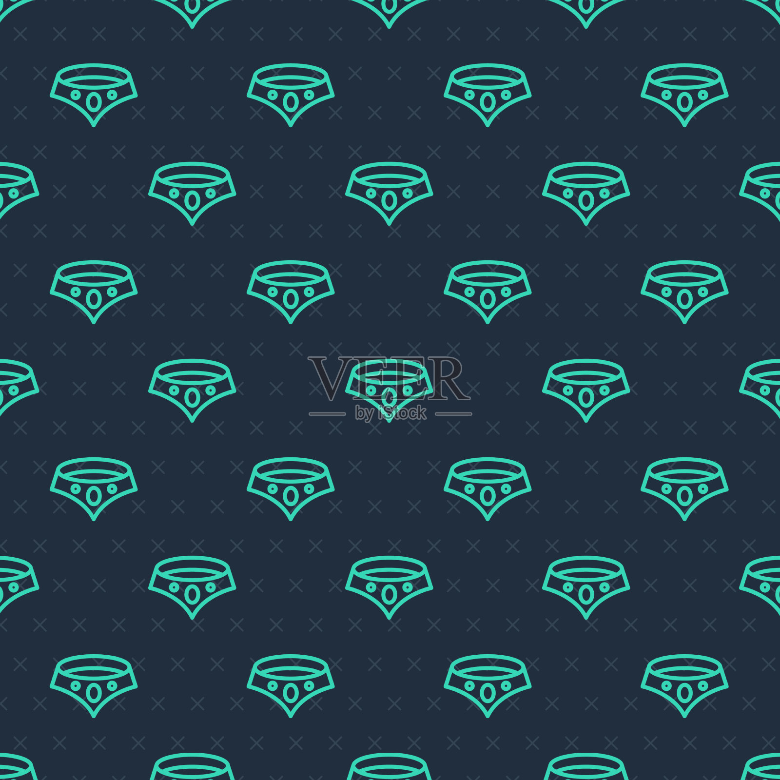 绿线项链图标孤立无缝图案插画图片素材