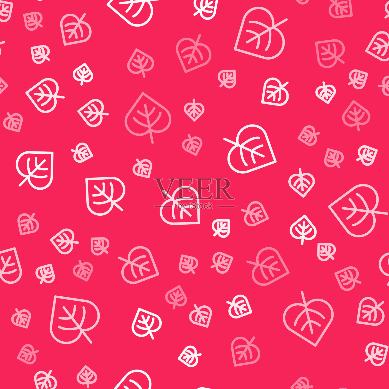 白线叶图标孤立无缝图案上插画图片素材