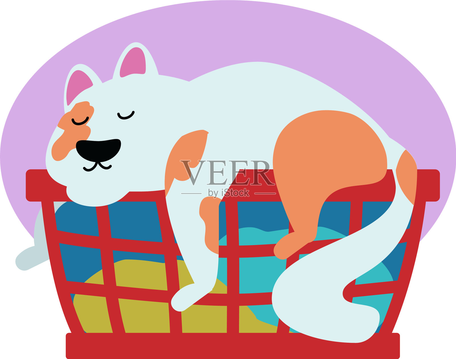 猫睡在内衣篮子里设计元素图片