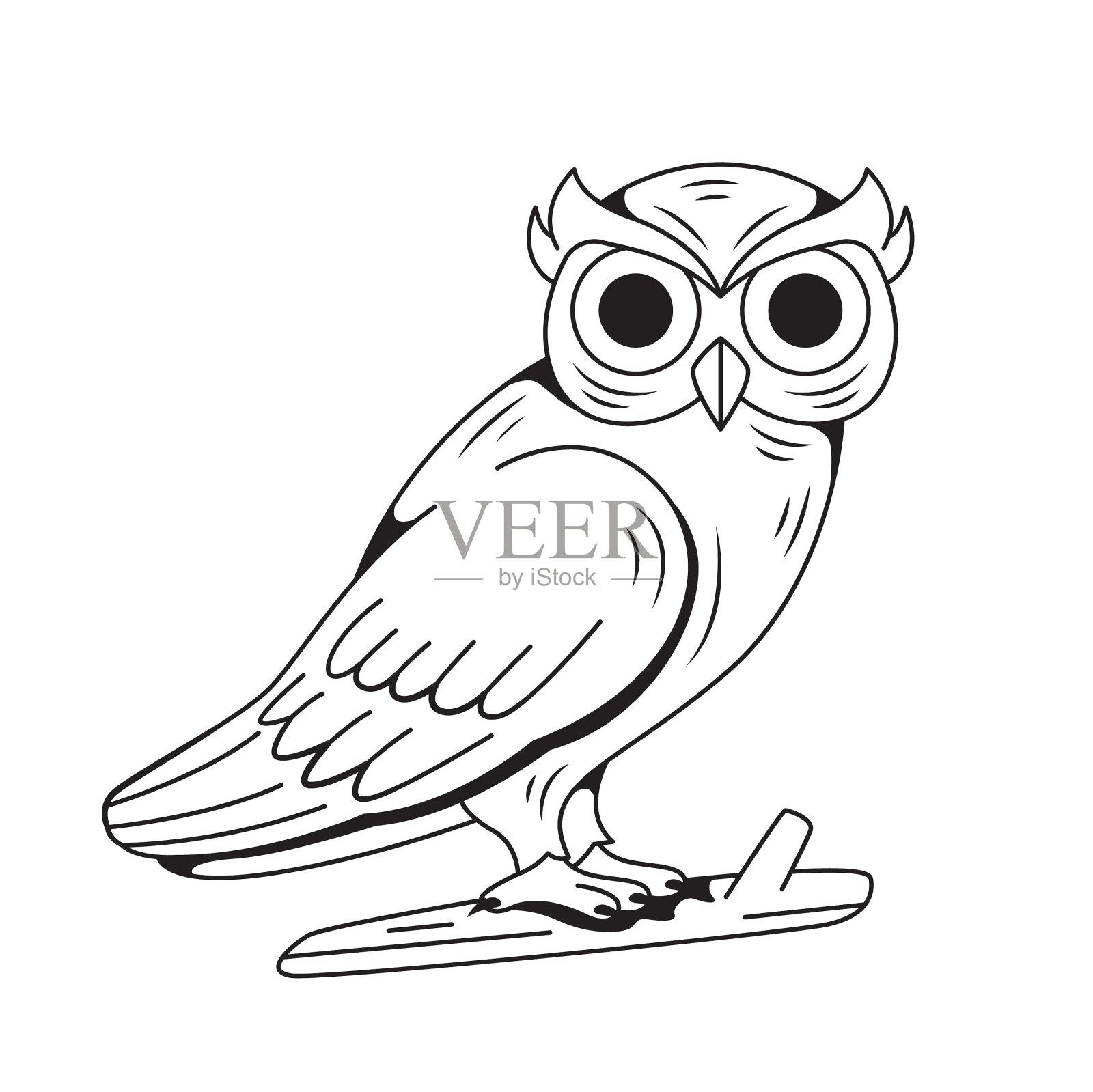 手绘猫头鹰轮廓设计元素图片