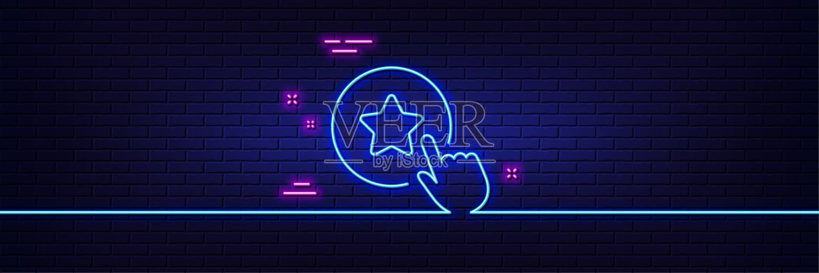 忠诚星线图标。加分。折扣计划。霓虹灯发光效果。向量插画图片素材