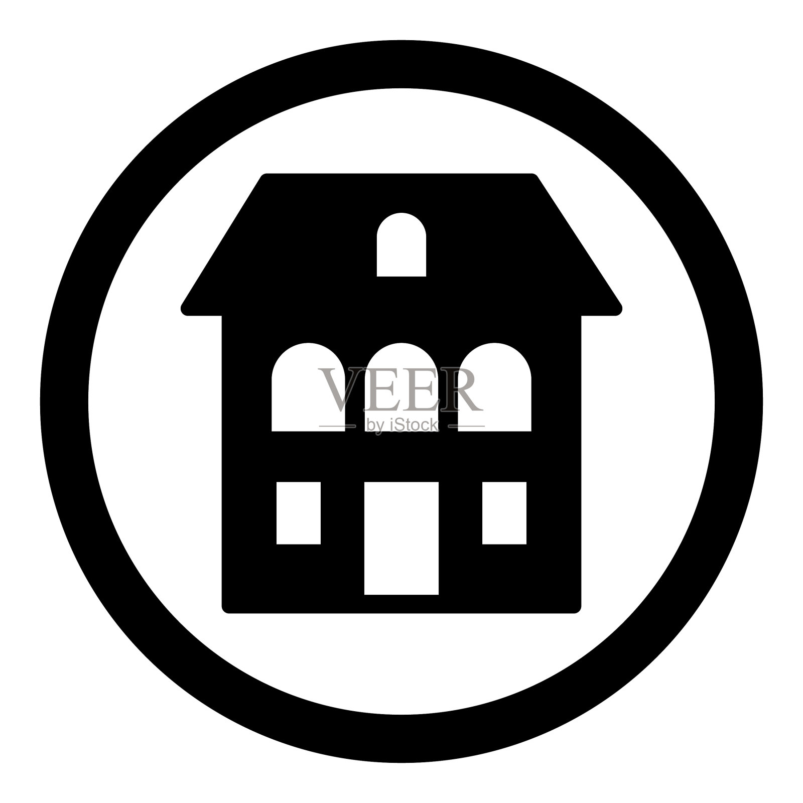 圆形和球形平面图标孤立在白色上图标素材