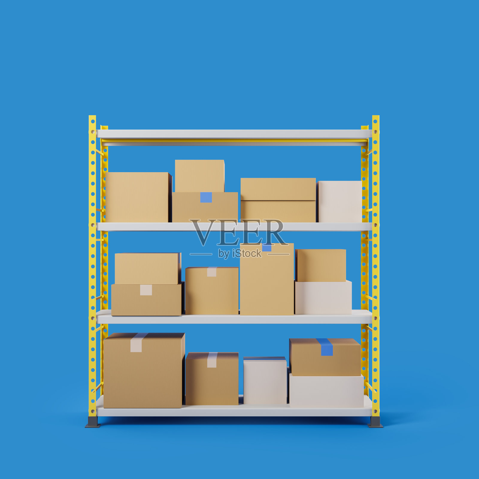 金属邮筒架配纸箱，寄存包裹照片摄影图片