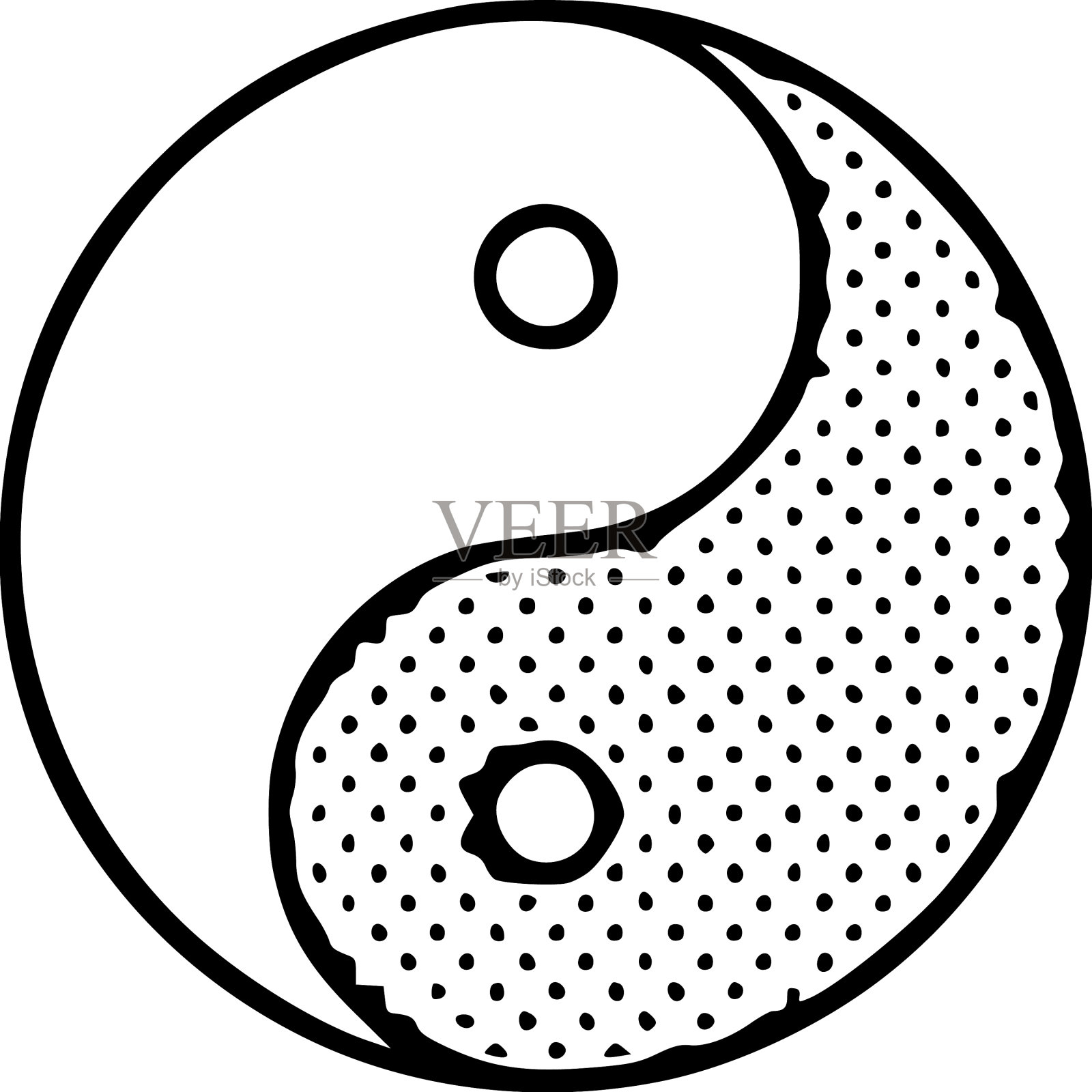 阴阳涂鸦图标孤立在白色背景设计元素图片