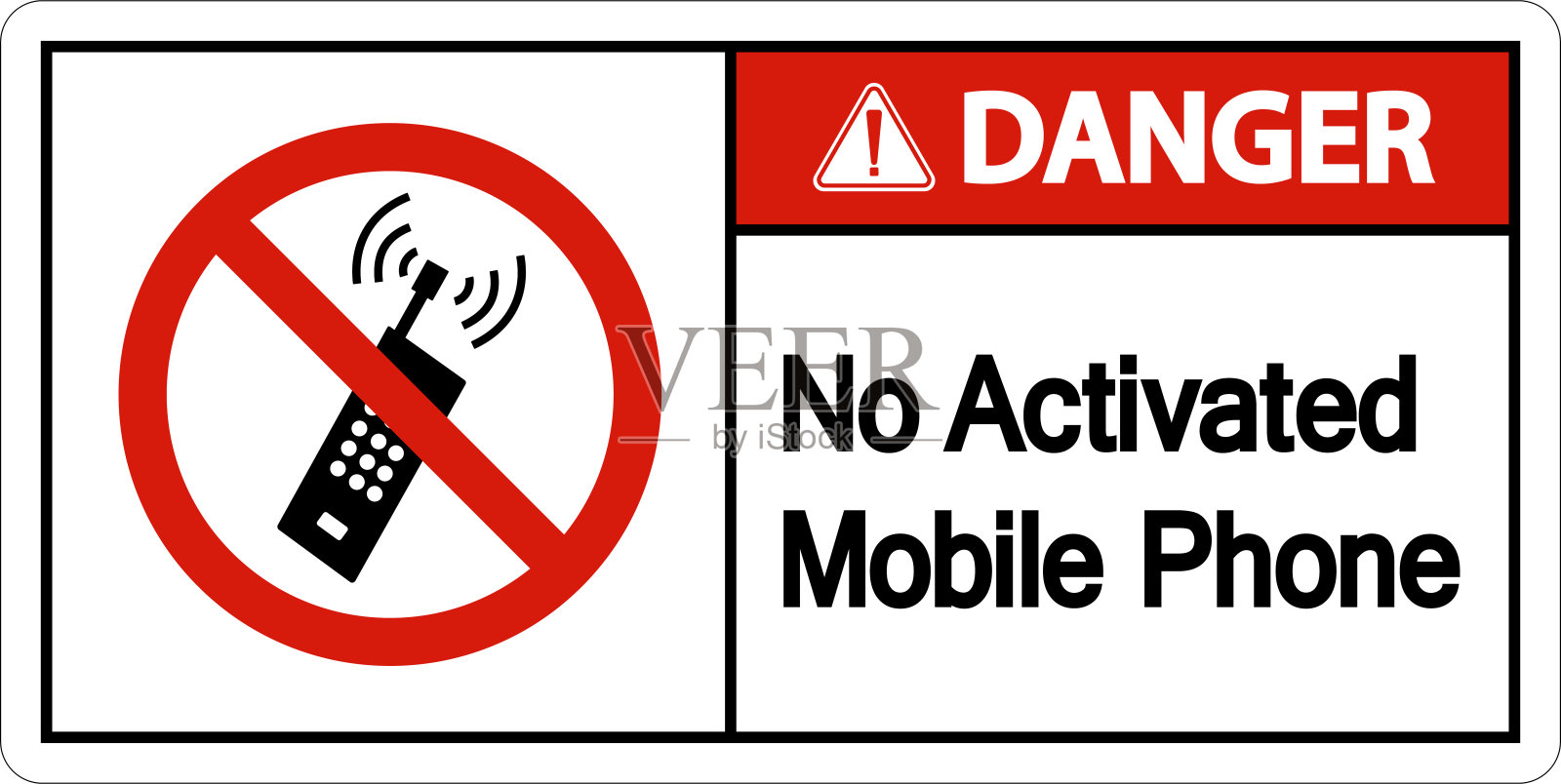 危险:白色背景上没有激活的手机标志插画图片素材