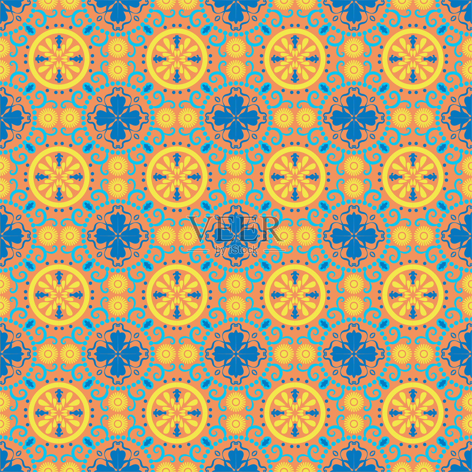 无缝背景复古花园自然土著花卉图案艺术插画图片素材