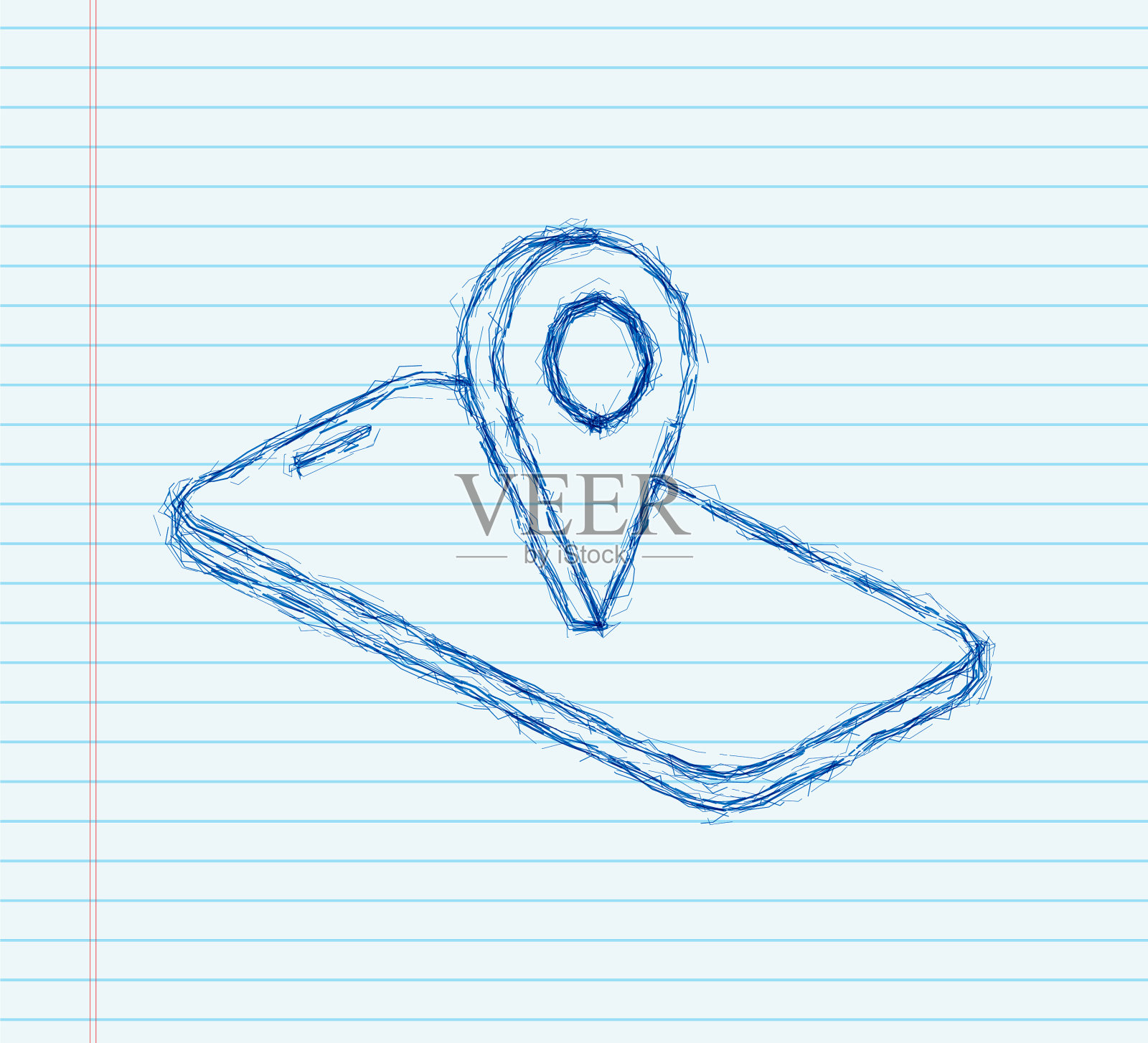 平面素描图标pin智能手机的3d风格插画图片素材