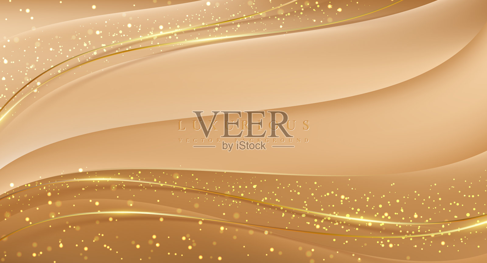 抽象奢华的金色背景与辉光线插画图片素材