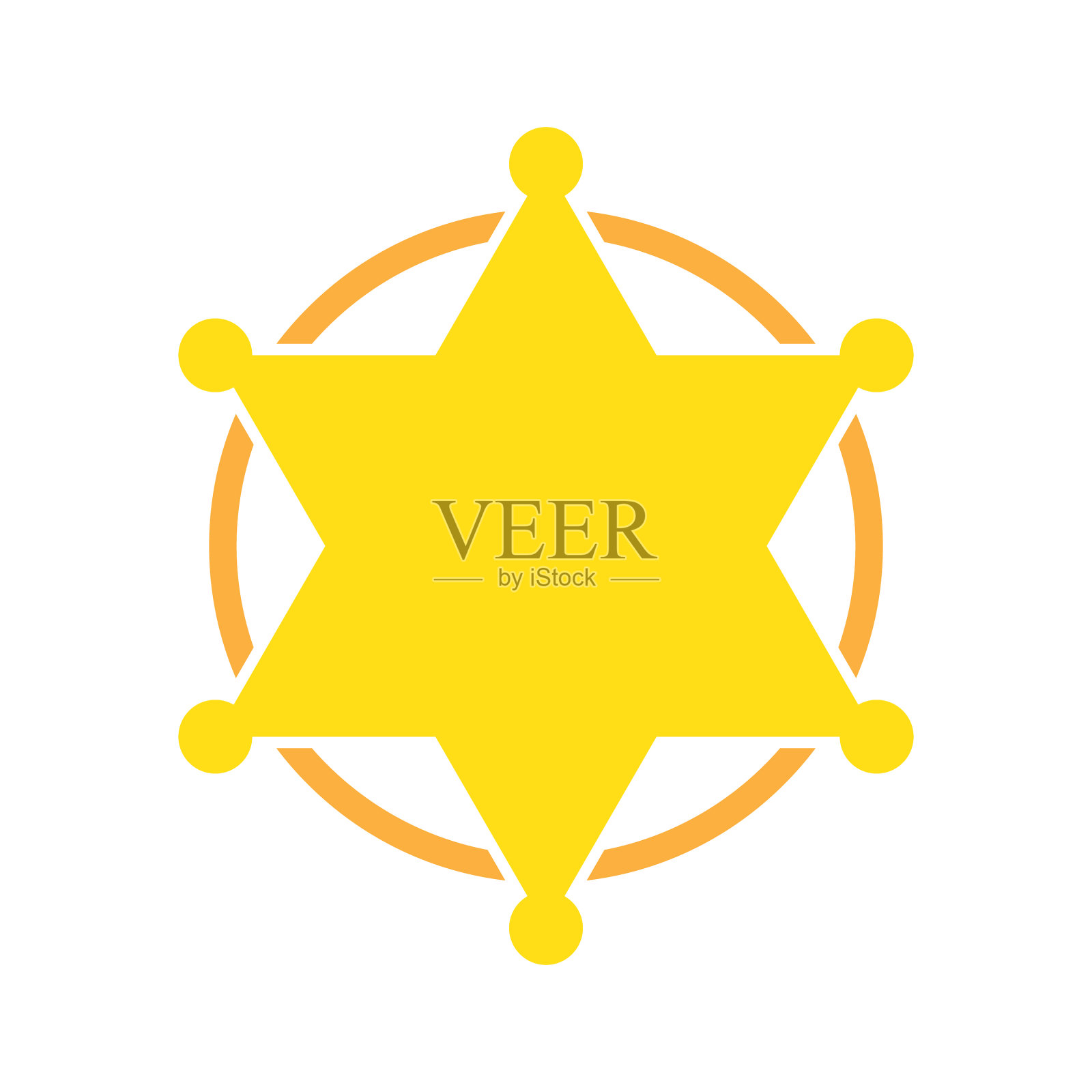 六边形警长星图标孤立插画图片素材