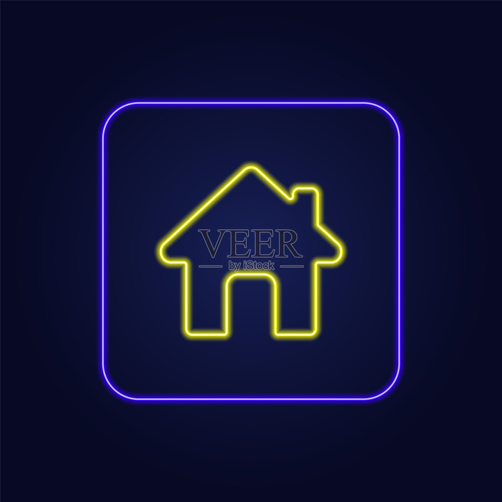 美丽时尚的彩色霓虹灯屋图标插画图片素材