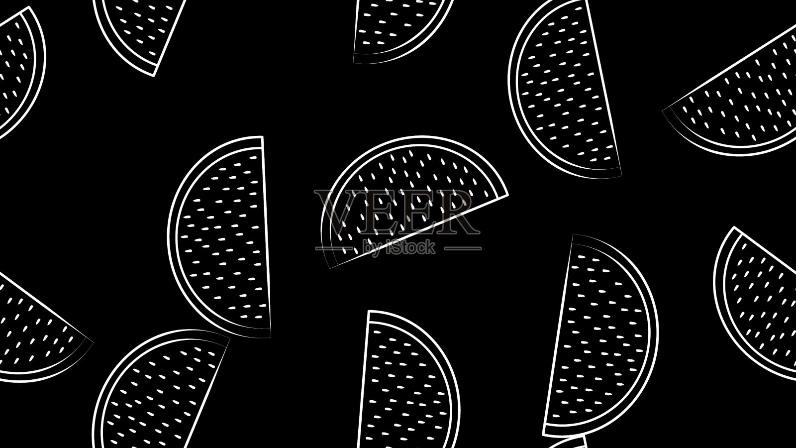黑底带籽的西瓜插画图片素材