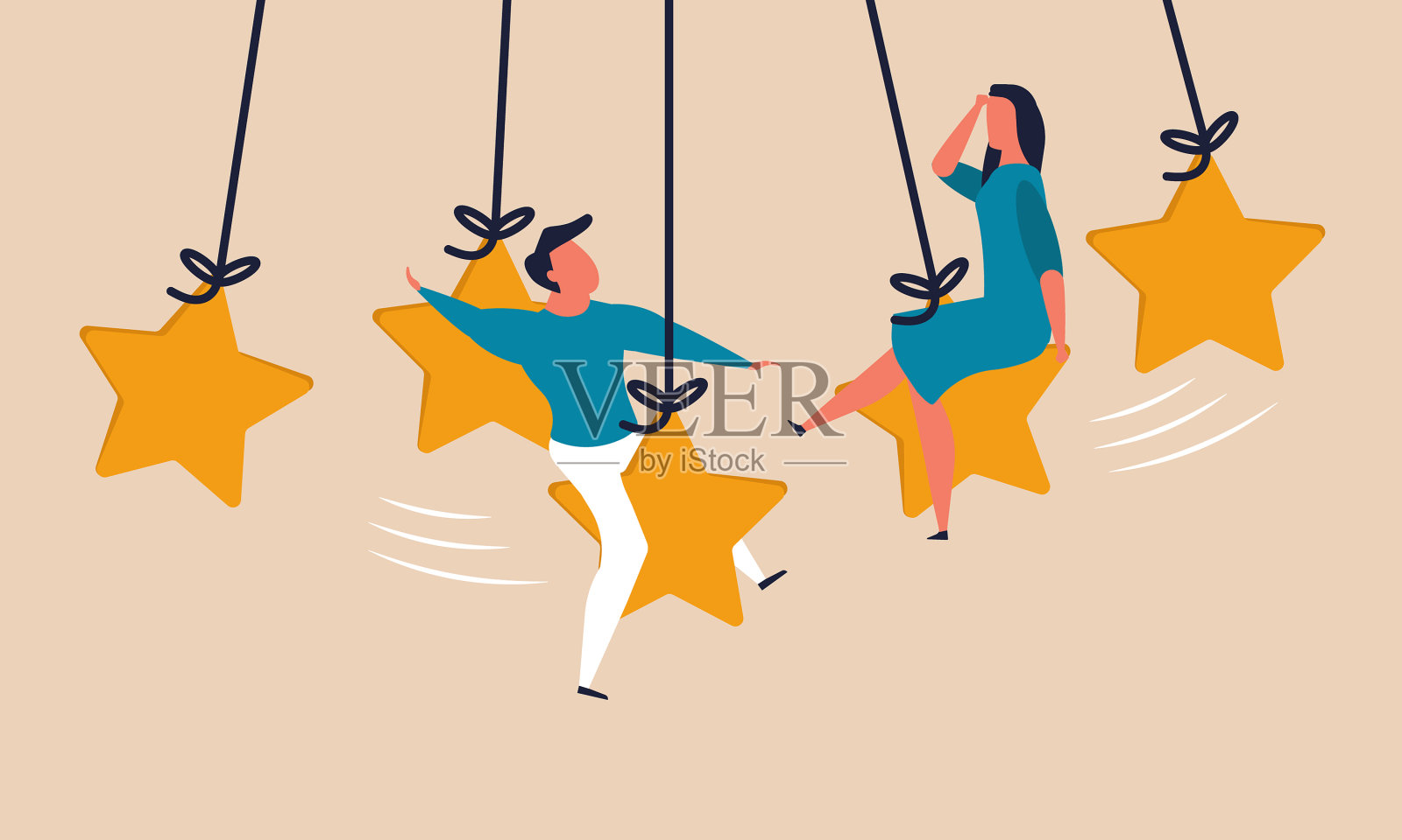 给五星和一流的反馈体验插画图片素材