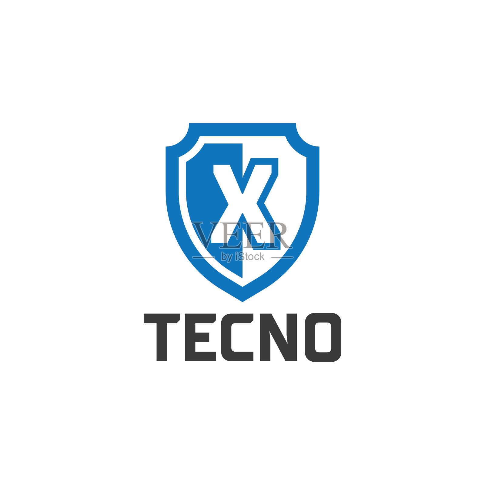 盾安全标志与字母x标志徽章插画图片素材