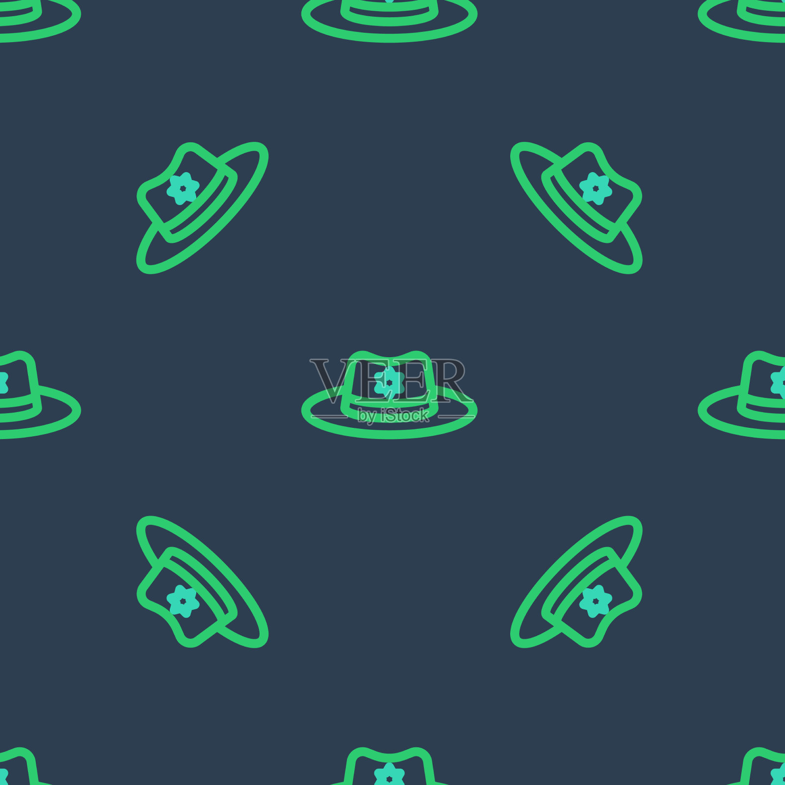 Line警长帽子与徽章图标隔离无缝插画图片素材