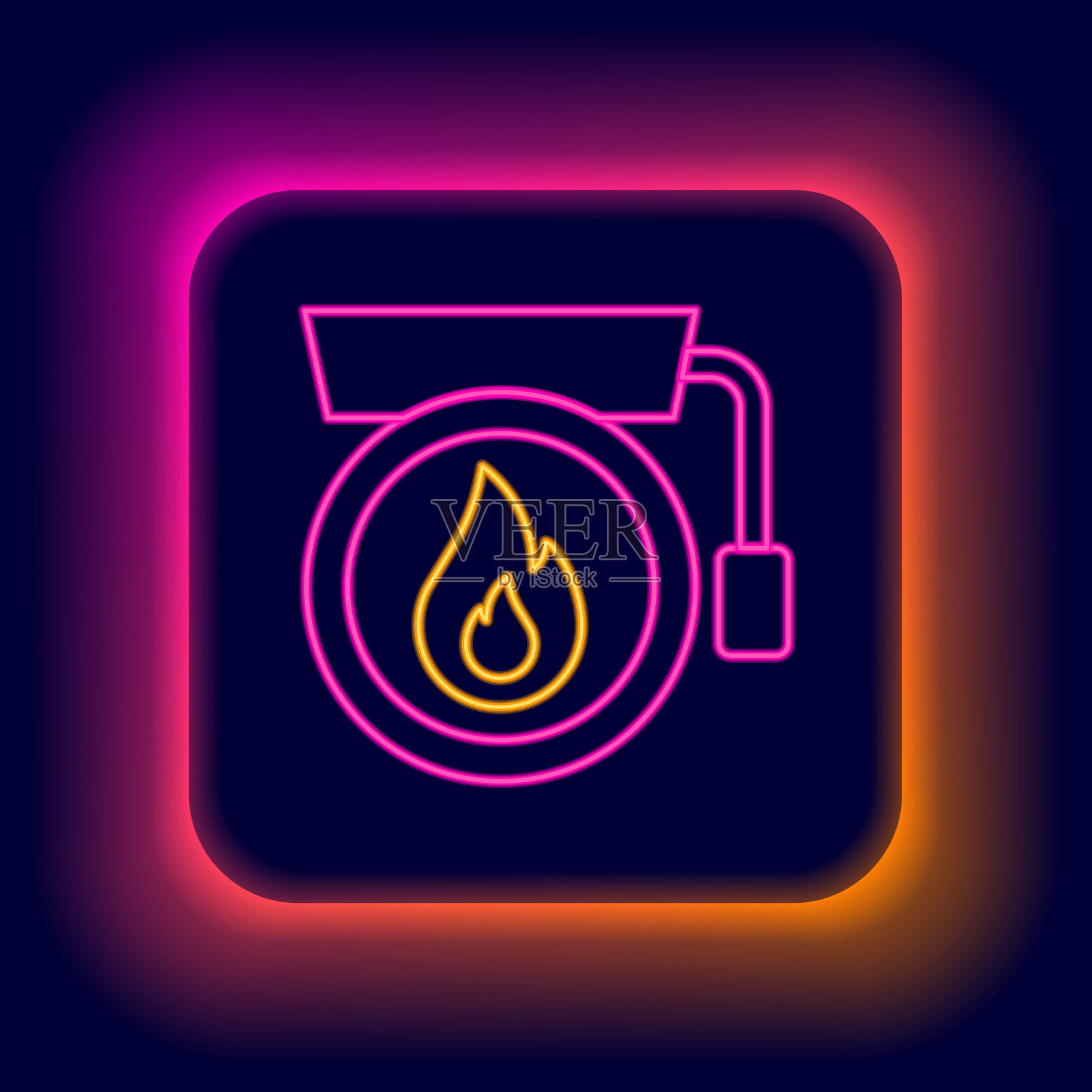 发光的霓虹灯线铃报警图标孤立插画图片素材