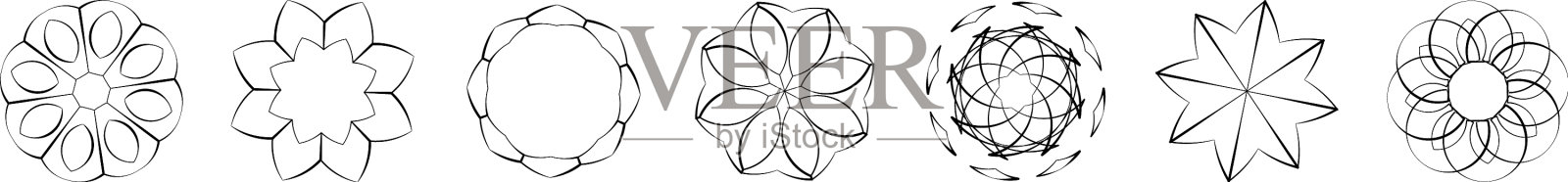 辐射曼荼罗圆形几何图案图标插画图片素材