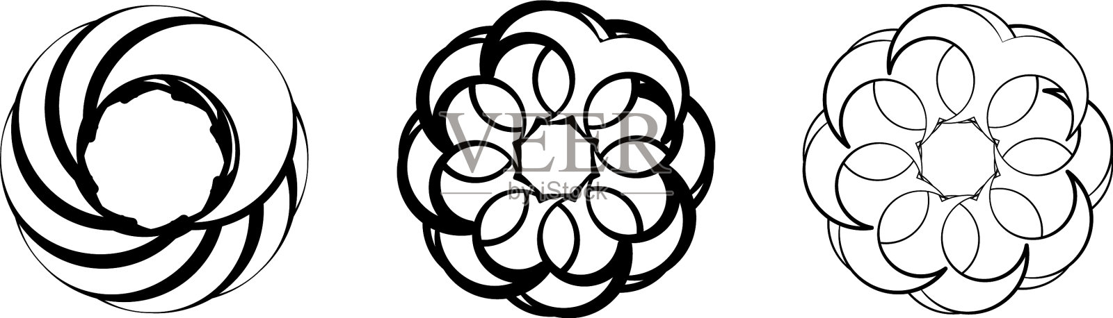 辐射曼荼罗圆形几何图案图标插画图片素材