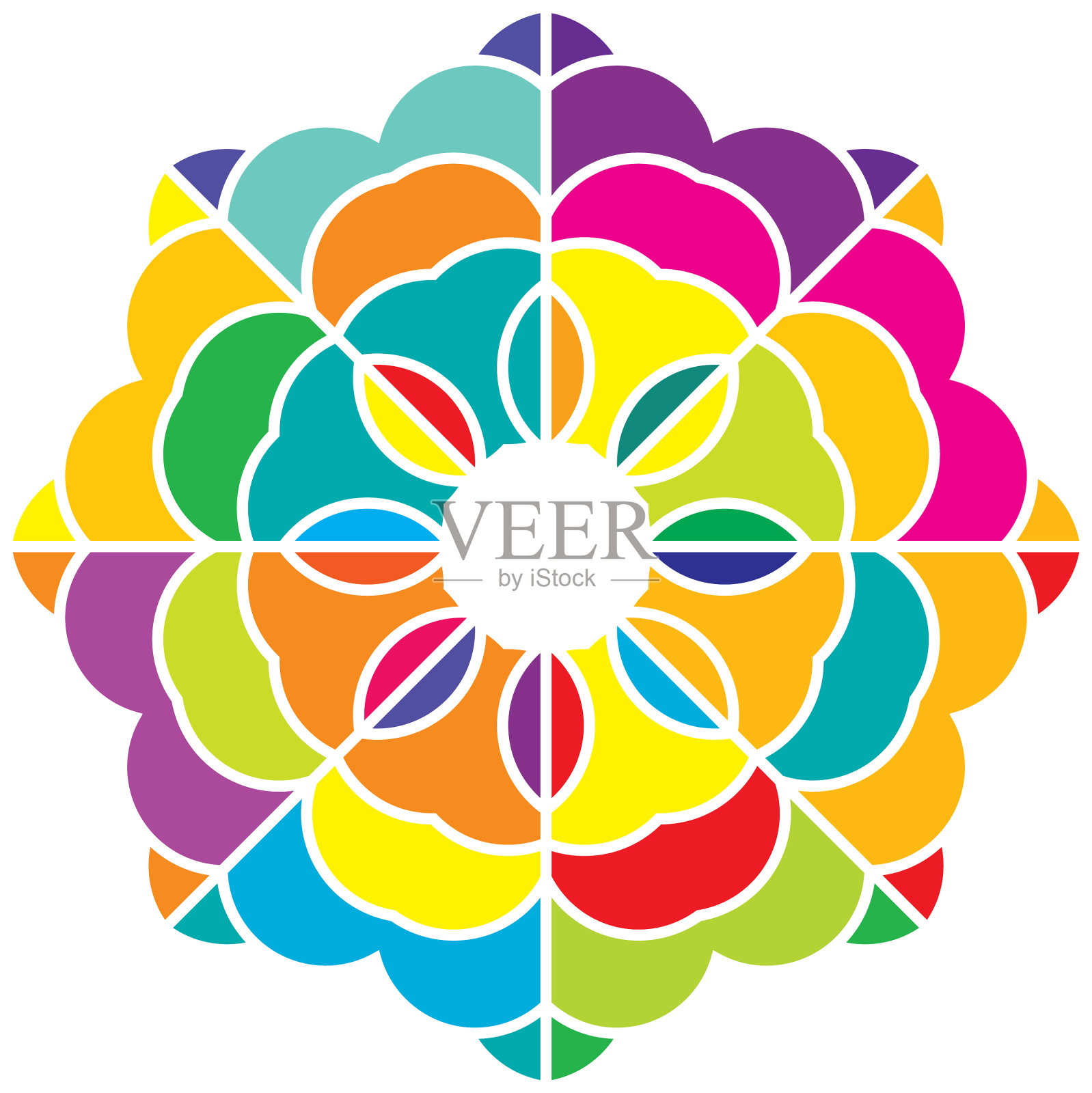 七彩神圣几何图标抽象莲花插画图片素材