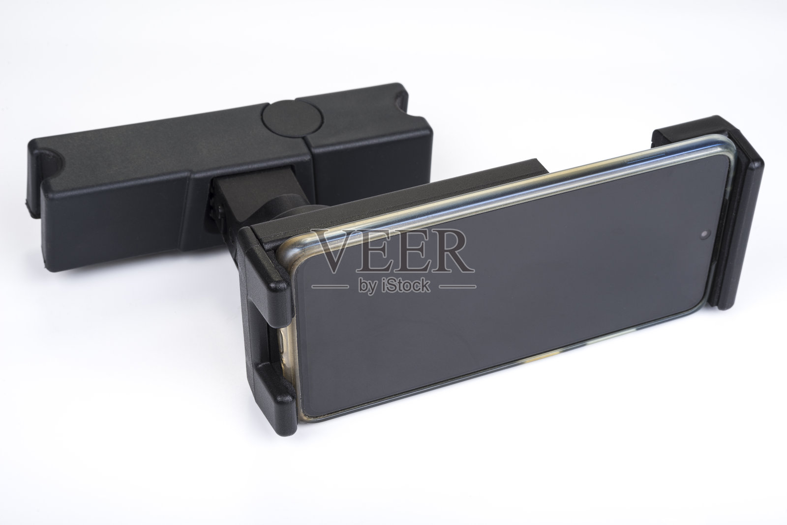 汽车头枕安装智能手机或平板电脑照片摄影图片