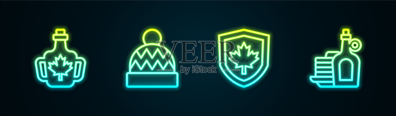 定行瓶枫糖浆帽加拿大图标素材