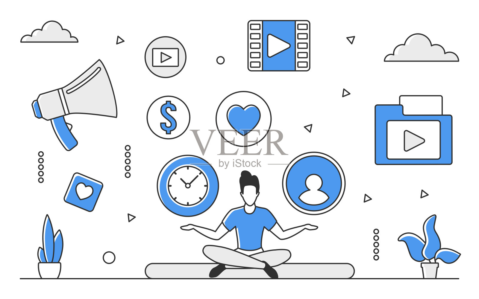 视频社交媒体内容插画图片素材