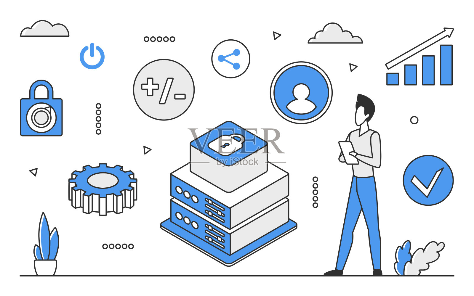 安全服务器保护插画图片素材