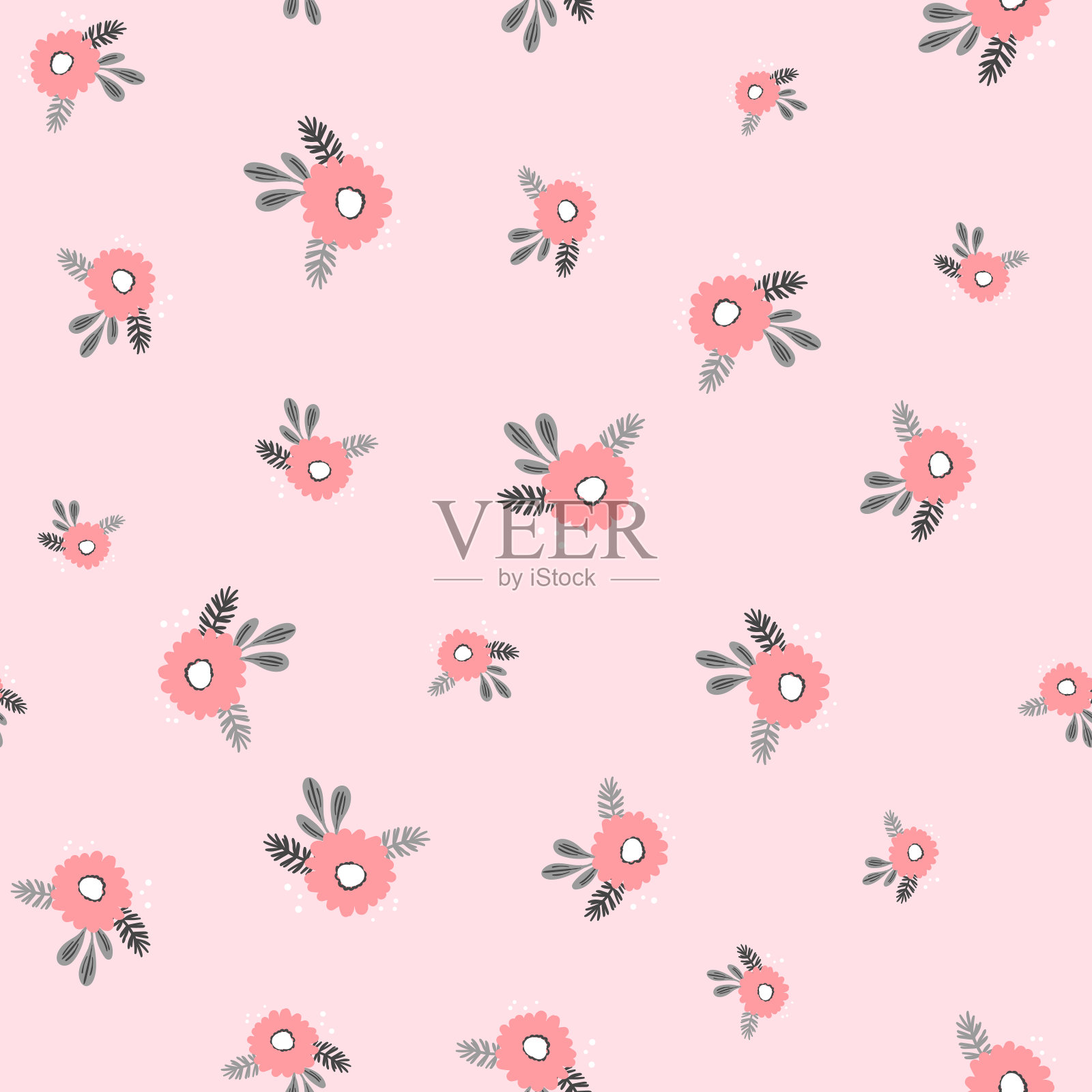 基于传统民间艺术装饰的无缝花卉图案。彩色的花在颜色的背景。北欧风格。瑞典北欧风格。矢量插图。简单的简约的模式插画图片素材