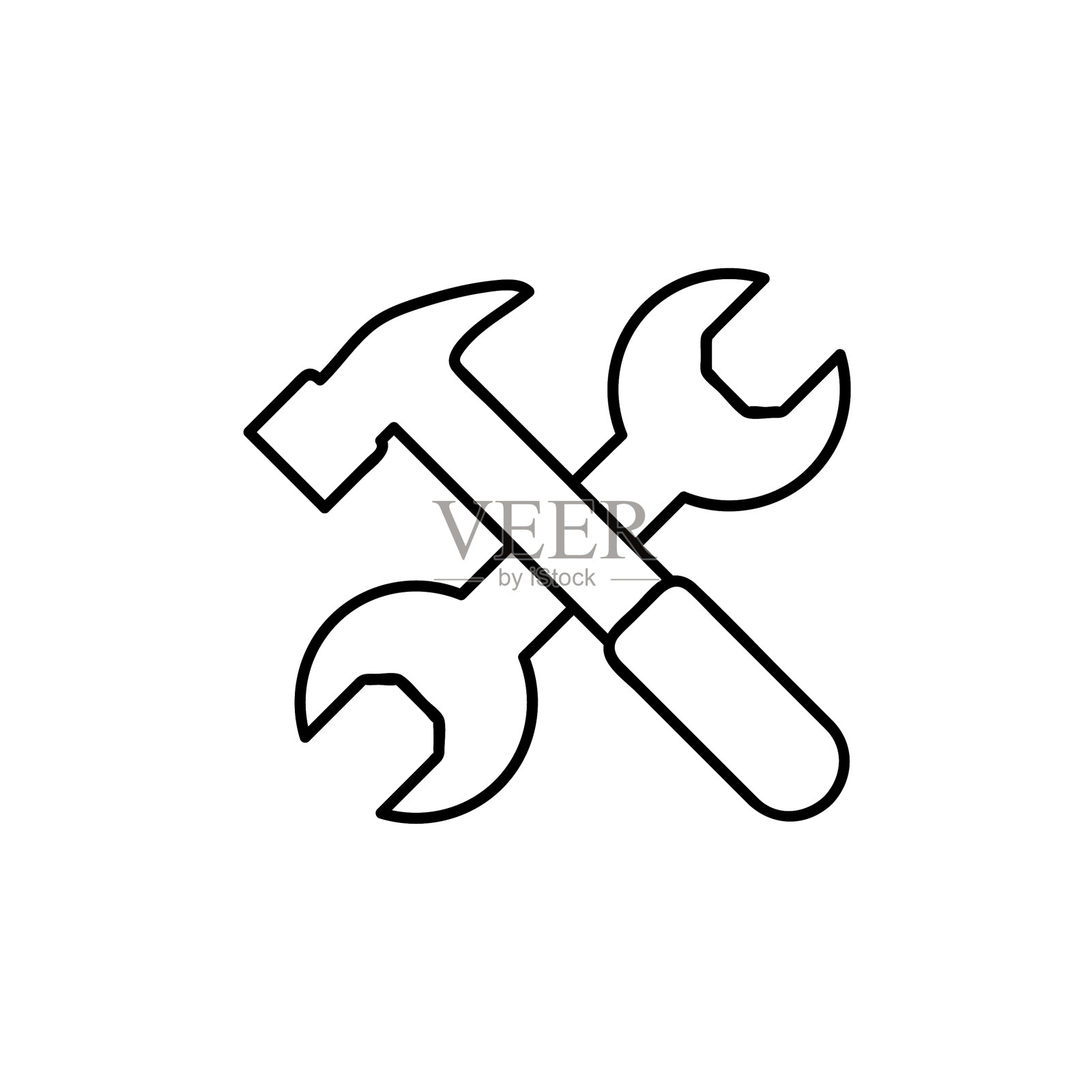 扳手和锤子工具图标隔离的图标图标素材