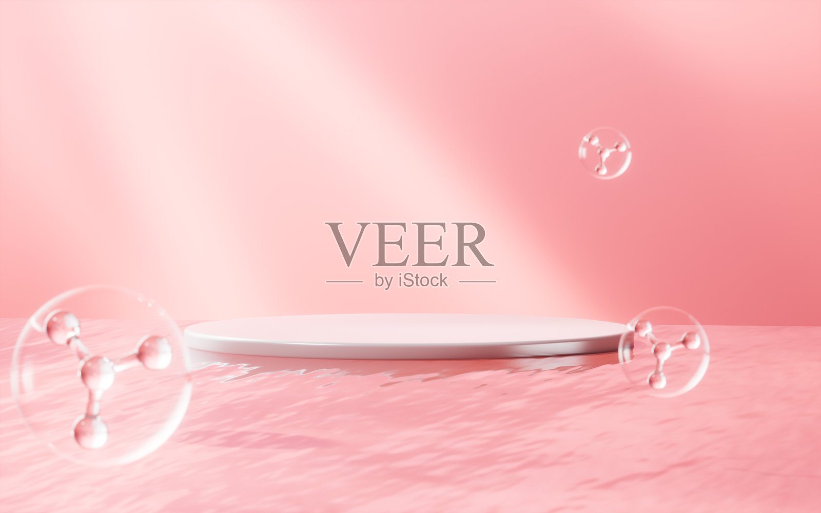 带光影的空舞台，3d渲染。照片摄影图片